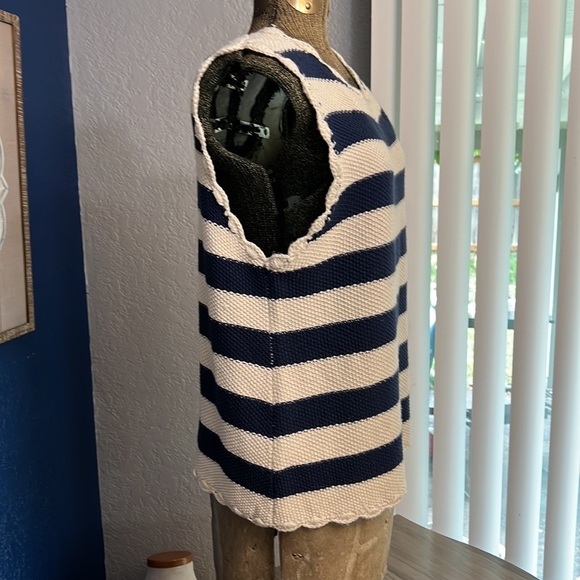 FRNCH PARIS STRIPED BLUE & CREAM KNIT TANK TOP MEDIUM - Picture 5 of 16